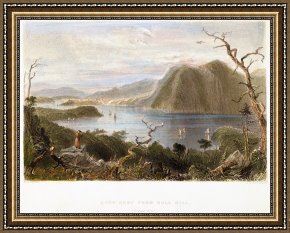 Night View of a Barge And It's Tug on The Kanawha River Framed Paintings - Hudson River View, 1838 by Others