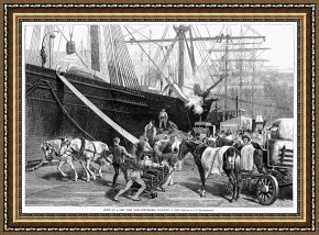 New York City Framed Paintings - New York City Docks, 1877 by Others