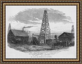Swine, 19th Century Framed Prints - OIL WELL, 19th CENTURY by Others