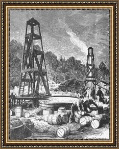 Swine, 19th Century Framed Prints - Oil Well, 19th Century by Others