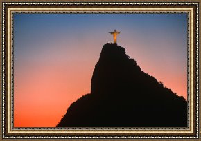 Sundown Framed Paintings - View of Christ the Redeemer by Others