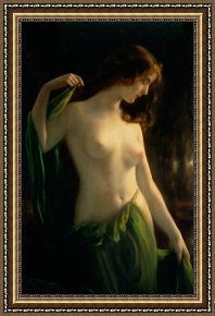 Water Framed Paintings - Water Nymph by Otto Theodor Gustav Lingner