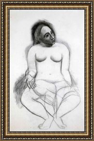 Seated Nude Framed Paintings - Seated Nude 1906 by Pablo Picasso