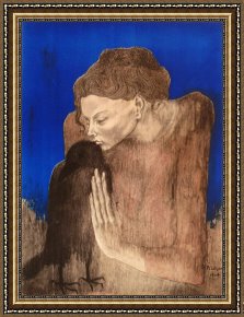 Woman with Cello Framed Prints - The Woman with The Raven by Pablo Picasso