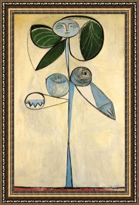 Woman with Cello Framed Prints - Woman Flower 1946 by Pablo Picasso