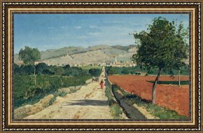 Four Boars in a Landscape Framed Paintings - Landscape in Provence by Paul Camille Guigou