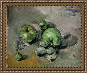 Oil Framed Prints - Green Apples c.1872 73 Oil on Canvas by Paul Cezanne
