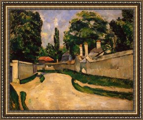 Paul Cezanne Framed Prints - Houses Along a Road by Paul Cezanne