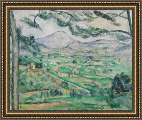 Paul Cezanne Framed Prints - Montagne Sainte Victoire by Paul Cezanne