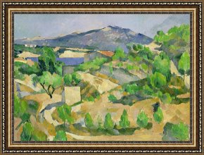 Paul Cezanne Framed Prints - Mountains in Provence by Paul Cezanne
