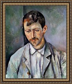 Oil Framed Prints - Portrait of a Peasant Oil on Canvas by Paul Cezanne