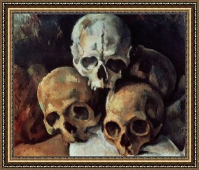 Oil Framed Prints - Pyramid of Skulls 1898 1900 Oil on Canvas by Paul Cezanne