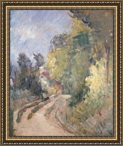Paul Cezanne Framed Prints - Road Turning under Trees by Paul Cezanne