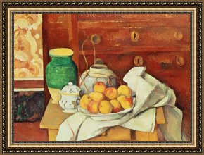 Paul Cezanne Framed Prints - Still Life With A Chest Of Drawers by Paul Cezanne