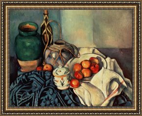 Paul Cezanne Framed Prints - Still Life with Apples by Paul Cezanne