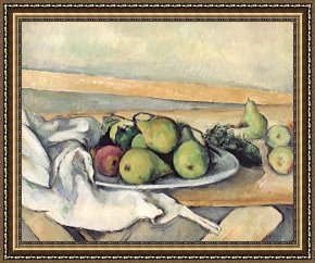 Paul Cezanne Framed Prints - Still Life With Pears by Paul Cezanne
