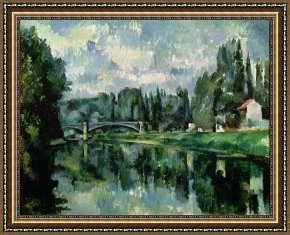 Paul Cezanne Framed Prints - The Banks of the Marne at Creteil by Paul Cezanne