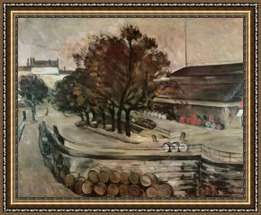 Oil Framed Prints - The Halle Aux Vins Seen From The Rue De Jussieu 1872 Oil on Canvas by Paul Cezanne