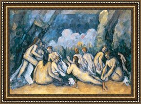 Paul Cezanne Framed Prints - The Large Bathers by Paul Cezanne