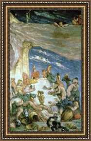 Oil Framed Prints - The Orgy c.1866 68 Oil on Canvas by Paul Cezanne
