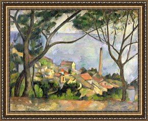 Paul Cezanne Framed Prints - The Sea at l Estaque by Paul Cezanne
