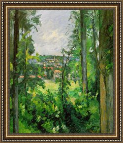 Paul Cezanne Framed Prints - View of the Outskirts by Paul Cezanne