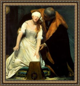 Execution Without Trial Under The Moorish Kings in Granada Framed Paintings - The Execution of Lady Jane Grey Detail by Paul Delaroche