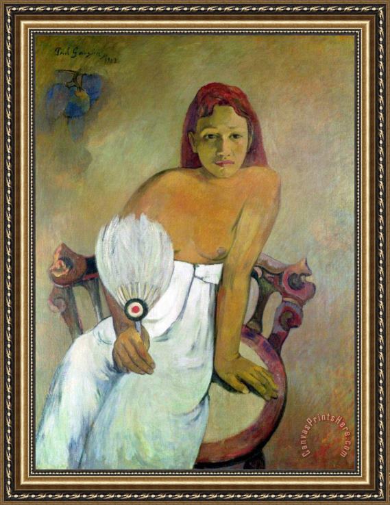 Paul Gauguin Girl with fan Framed Print Paul Gauguin Girl with fan Framed Print