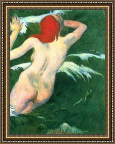 Waves, Framed Prints - In The Waves Or Ondine by Paul Gauguin