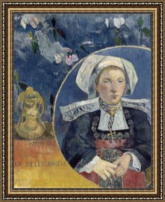 Belle Du Jour Framed Paintings - La Belle Angele by Paul Gauguin