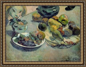Still Life Framed Prints - Still Life with Fruit by Paul Gauguin