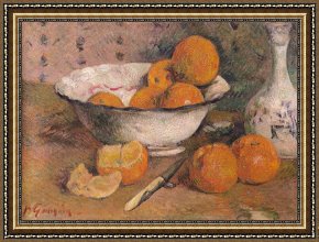 Cubist Nude Orange And Purple Framed Paintings - Still life with Oranges by Paul Gauguin