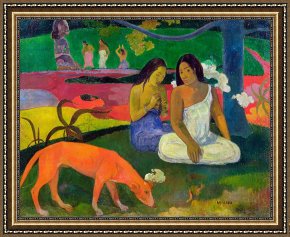 Red Elisabeth Riverbank Berlin Framed Paintings - The Red Dog by Paul Gauguin