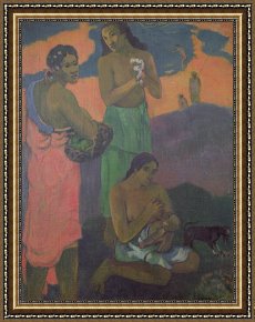 Woman with Cello Framed Prints - Three Women on the Seashore by Paul Gauguin