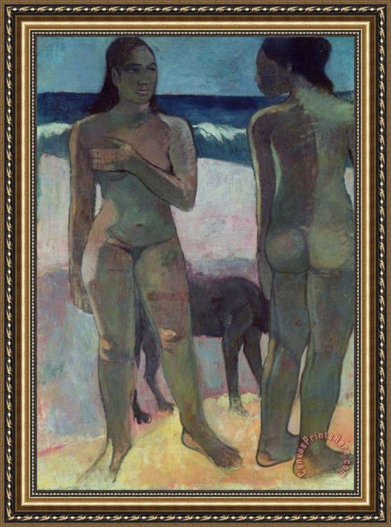 Paul Gauguin Two Tahitian Women on the Beach Framed Print Paul Gauguin Two Tahitian Women on the Beach Framed Print