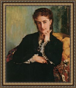 Mr And Mrs a Mosselman And Their Two Daughters Framed Paintings - Portrait of Mrs. Louis C閦ard by Paul Jacques Aime Baudry