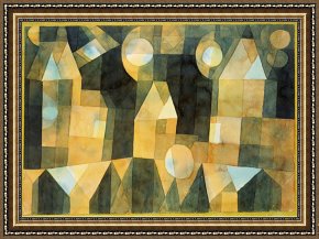 House Framed Prints - Three Houses And a Bridge Drei Hauser an Der Brucke by Paul Klee