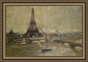 Tower of Babel Bible Illustration Framed Paintings - The Construction of the Eiffel Tower by Paul Louis Delance