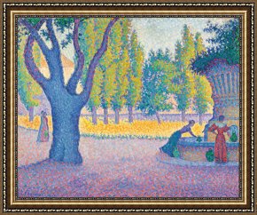 Tropez Framed Paintings - Saint-tropez Fontaine Des Lices by Paul Signac