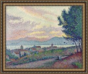 Tropez Framed Paintings - St Tropez Pinewood by Paul Signac