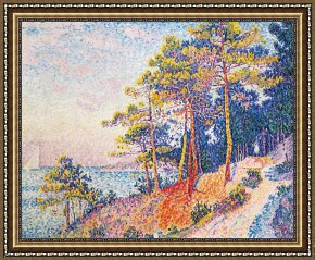 Tropez Framed Paintings - St Tropez The Custom's Path by Paul Signac