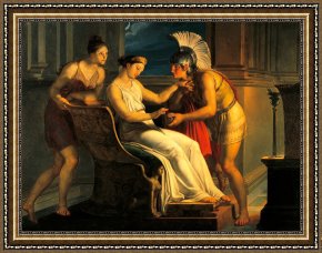 Leaves Framed Paintings - Ariadne Giving Some Thread To Theseus To Leave Labyrinth by Pelagius Palagi
