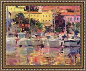 Golden Framed Prints - Golden Harbour Vista by Peter Graham