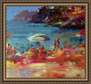 Neo-impressionist Framed Prints - Monaco Coast by Peter Graham