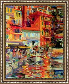 Reflections of Portofino Framed Prints - Reflections - Villefranche by Peter Graham