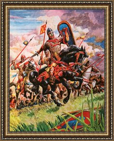 The Battle of Bannockburn Framed Paintings - William The Conqueror at The Battle of Hastings by Peter Jackson