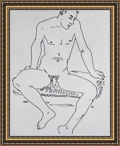Males Nudes in a Seated Tug-of-war Framed Paintings - Male Nude by Peter Samuelson