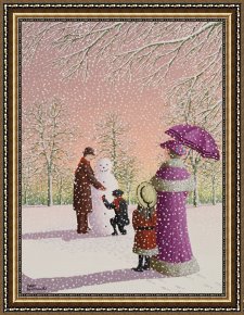 Cold Framed Paintings - The Snowman by Peter Szumowski