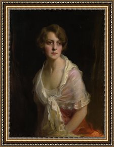 Mr And Mrs a Mosselman And Their Two Daughters Framed Paintings - Mrs Claud Mullins by Philip Alexius de Laszlo