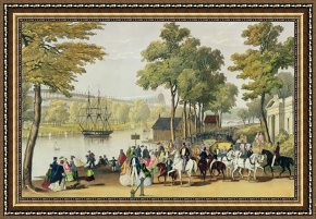 Exterior Framed Paintings - View From The North Bank Of The Serpentine by Philip Brannan